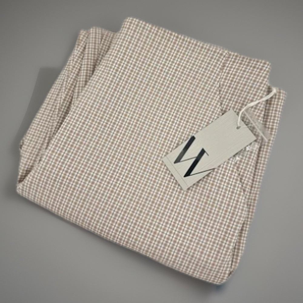 Worthington Womens 10 Slim Ankle High Rise Plaid Pants Tan Ivory Zip Pockets